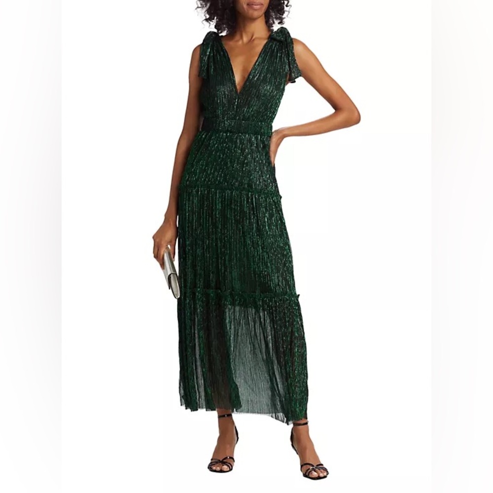Sabina Musayev Helena Dress, Emerald, Small. With Belt.